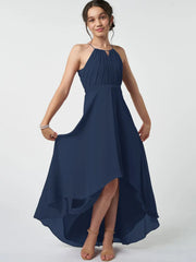 Chiffon A-Line Halter Sleeveless Junior Dress-BJ00008