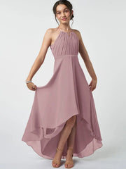 Chiffon A-Line Halter Sleeveless Junior Dress-BJ00008