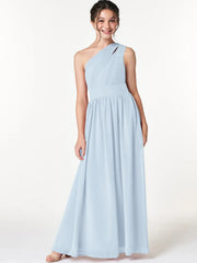 Chiffon A-Line One Shoulder Sleeveless Junior Dress-BJ00009