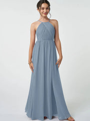 Chiffon A-Line Halter Sleeveless Junior Dress-BJ00010