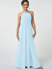 Chiffon A-Line Halter Sleeveless Junior Dress-BJ00010