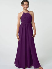 Chiffon A-Line Halter Sleeveless Junior Dress-BJ00010
