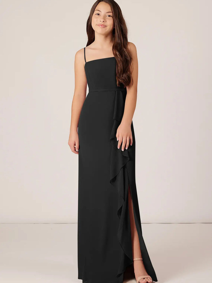 Chiffon A-Line Halter Sleeveless Junior Dress-BJ00011