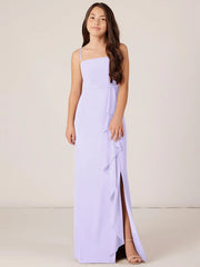 Chiffon A-Line Halter Sleeveless Junior Dress-BJ00011