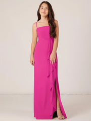 Chiffon A-Line Halter Sleeveless Junior Dress-BJ00011