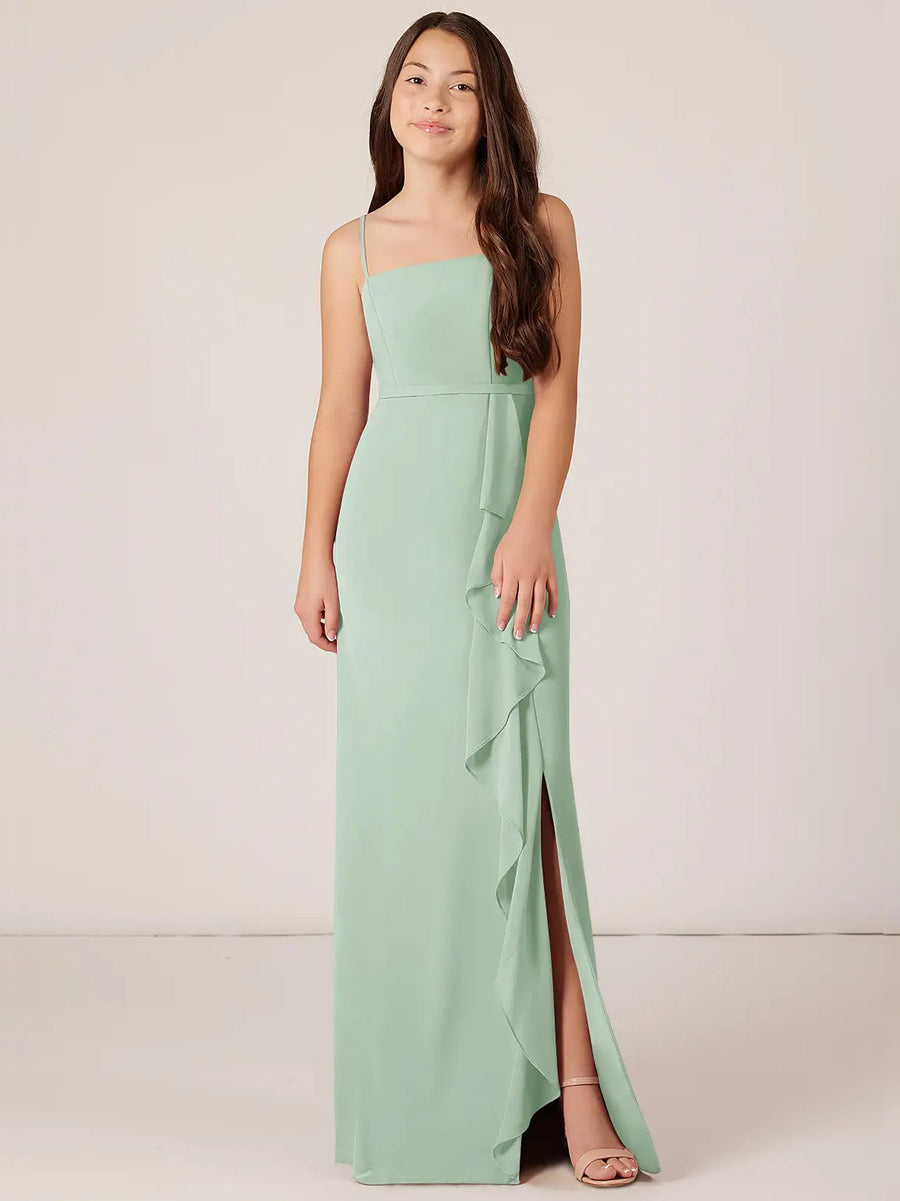 Chiffon A-Line Halter Sleeveless Junior Dress-BJ00011