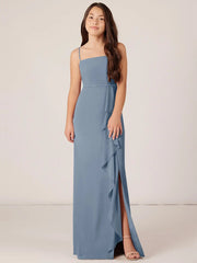 Chiffon A-Line Halter Sleeveless Junior Dress-BJ00011