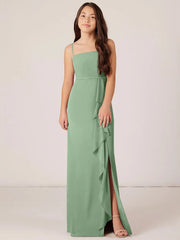 Chiffon A-Line Spaghetti Straps Sleeveless Junior Dress-BJ00012