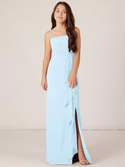 Chiffon A-Line Spaghetti Straps Sleeveless Junior Dress-BJ00012