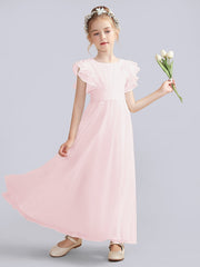 Chiffon A-Line Scoop Neck Half Sleeves Junior Dress-BJ00013