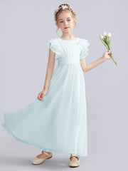 Chiffon A-Line Scoop Neck Half Sleeves Junior Dress-BJ00013