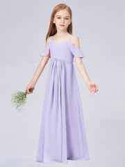 Chiffon A-Line Spaghetti Straps Half Sleeves Junior Dress-BJ00014