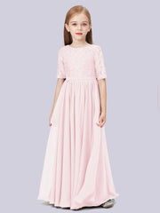 Chiffon A-Line Scoop Neck Half Sleeves Junior Dress-BJ00017