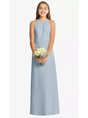Chiffon A-Line Halter Sleeveless Junior Dress-BJ00019