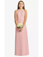 Chiffon A-Line Halter Sleeveless Junior Dress-BJ00019
