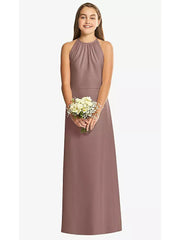Chiffon A-Line Halter Sleeveless Junior Dress-BJ00019