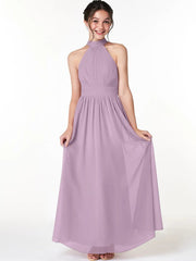 Chiffon A-Line Scoop Neck Sleeveless Junior Dress-BJ00024