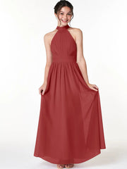 Chiffon A-Line Scoop Neck Sleeveless Junior Dress-BJ00024