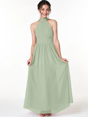 Chiffon A-Line Scoop Neck Sleeveless Junior Dress-BJ00024