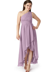Chiffon A-Line One Shoulder Sleeveless Junior Dress-BJ00025