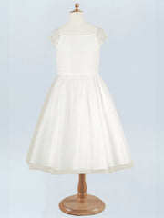 Lace A-Line Scoop Neck Half Sleeves Floweer Girl Dress-B500121