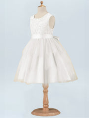 Lace A-Line Scoop Neck Half Sleeves Floweer Girl Dress-B500123