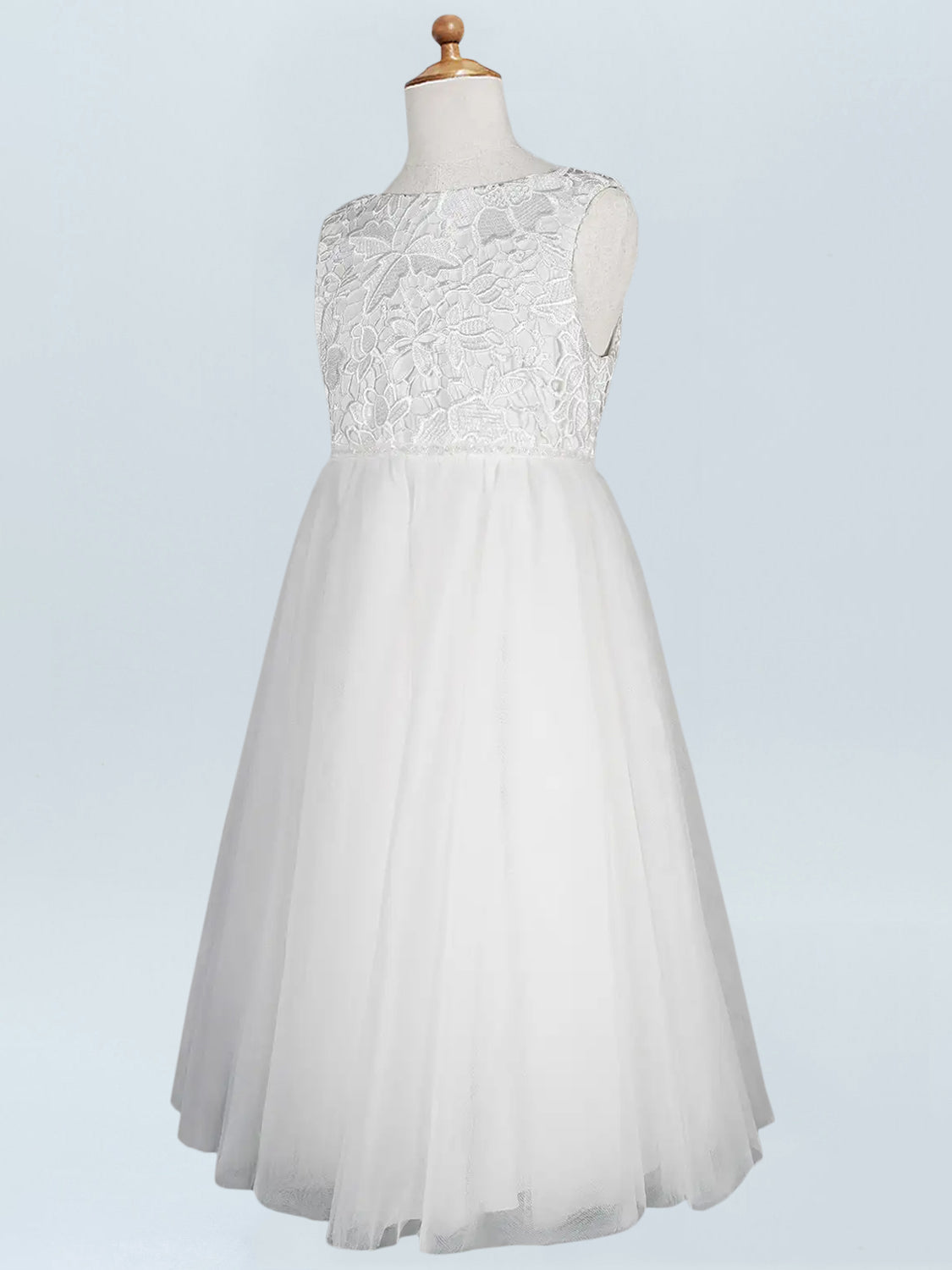 Lace A-Line Scoop Neck Half Sleeves Floweer Girl Dress-B500124