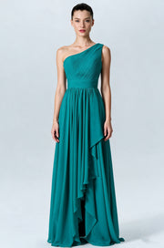 Chiffon A-line One Shoulder Sleeveless Bridesmaid Dress-B07900