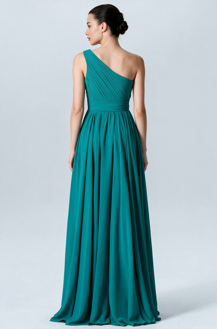 Chiffon A-line One Shoulder Sleeveless Bridesmaid Dress-B07900