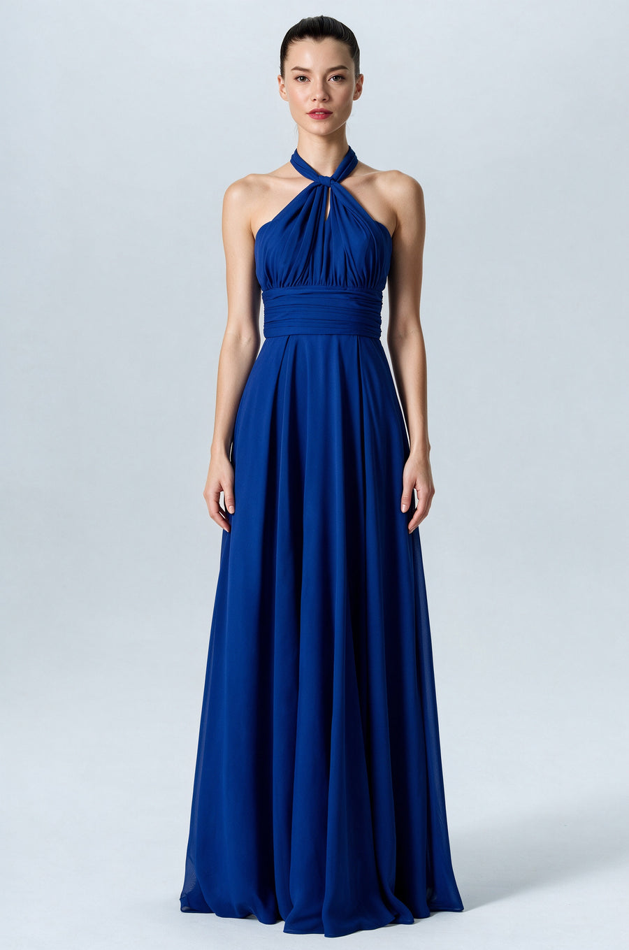 Chiffon Column Convertible Sleeveless Bridesmaid Dress-B07933
