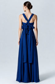 Chiffon Column Convertible Sleeveless Bridesmaid Dress-B07933