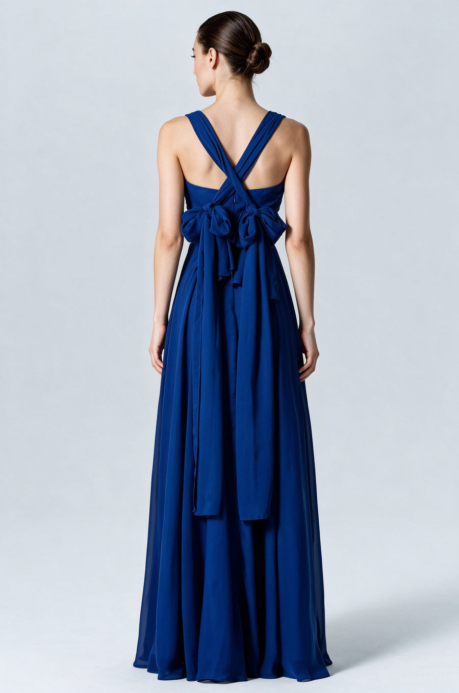 Chiffon Column Convertible Sleeveless Bridesmaid Dress-B07933