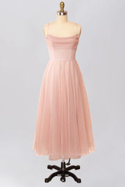 Chiffon A-Line Cowl Neck Sleeveless Bridesmaid Dress-B19430