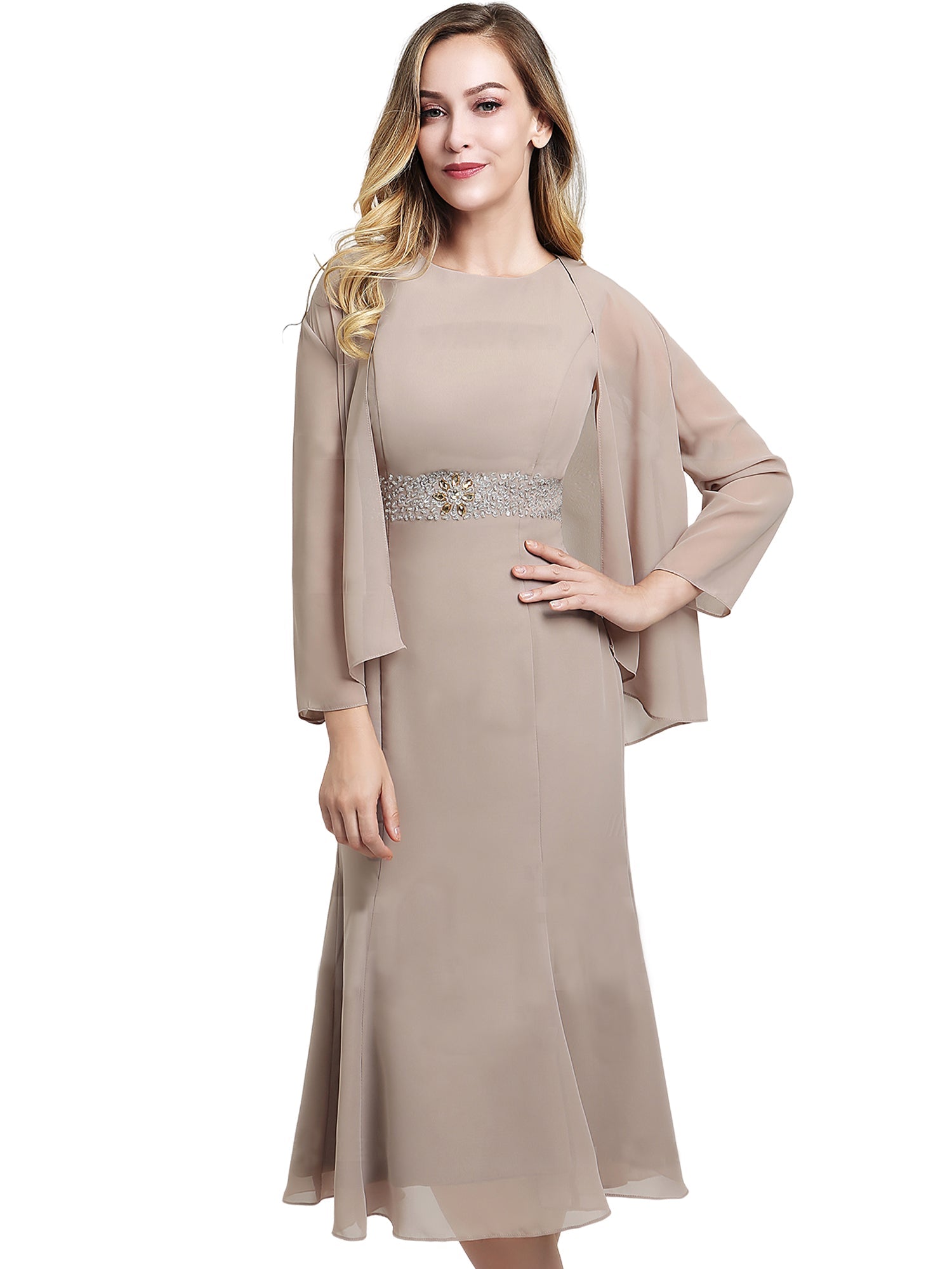 Chiffon Scoop Neck Long Sleeves KF Bridal Chiffon Scoop Neck Long Sleeves KF Bridal