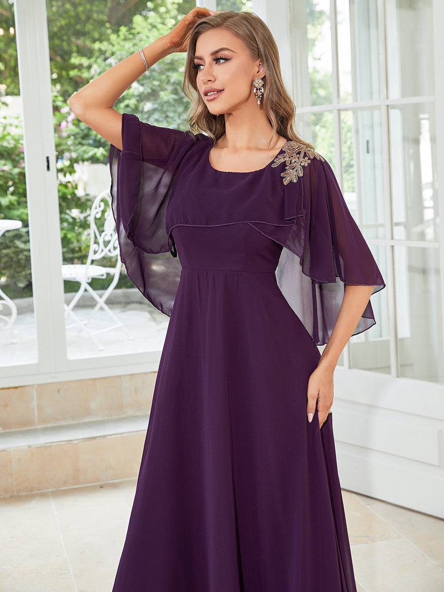 Lace A-Line Scoop Neck Half Sleeves-Dress-BM00050