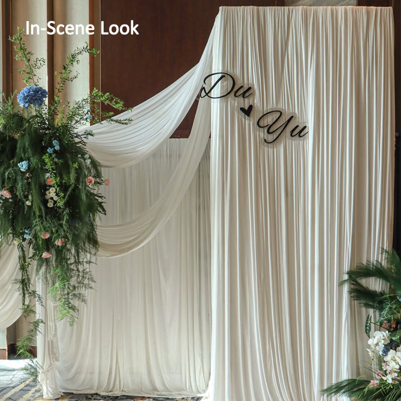 White Wedding Backdrop Curtains Fabric D00001