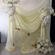 White Wedding Backdrop Curtains Fabric D00001
