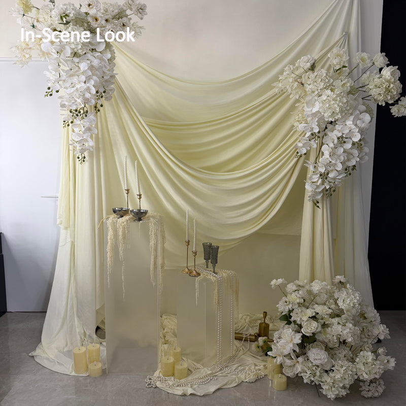 White Wedding Backdrop Curtains Fabric D00001