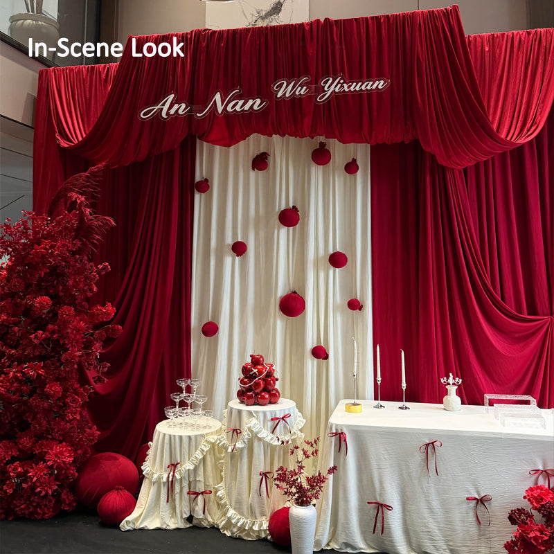 White Wedding Backdrop Curtains Fabric D00001