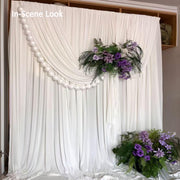 White Wedding Backdrop Curtains Fabric D00001