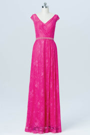 Lace V-Neck Cap Sleeves Bridesmaid Dress| Plus Size | 60+ Colors