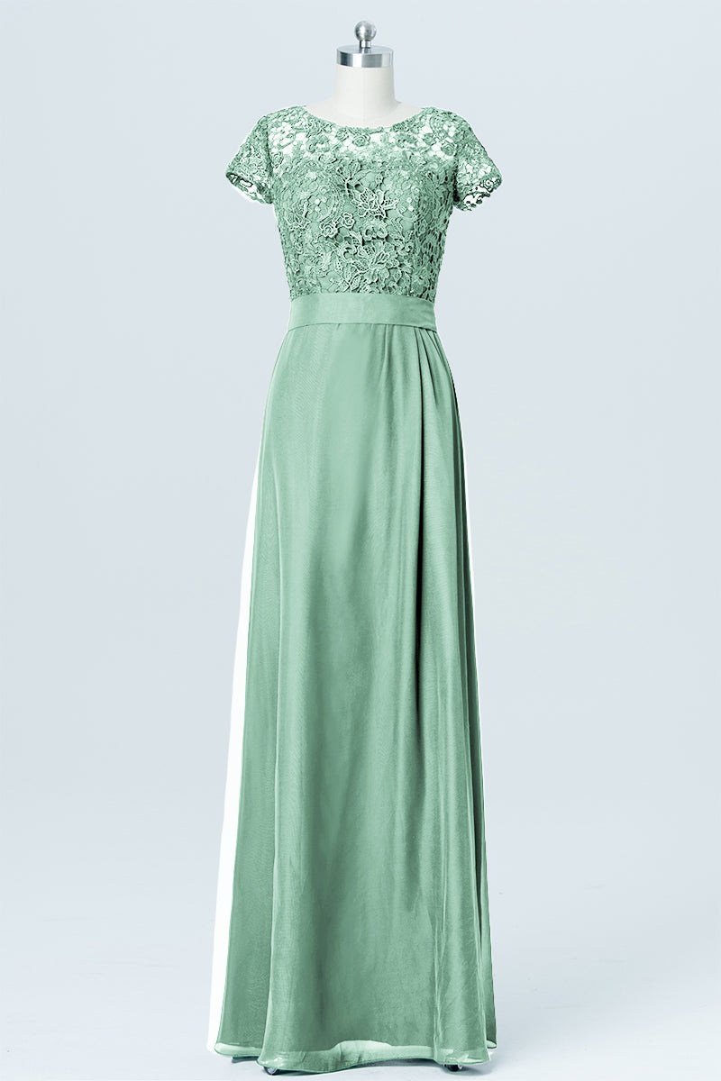 Lace Boat Neck Short Sleeves Bridesmaid Dress| Plus Size | 60+ Colors KF Bridal Lace Boat Neck Short Sleeves Bridesmaid Dress| Plus Size | 60+ Colors KF Bridal