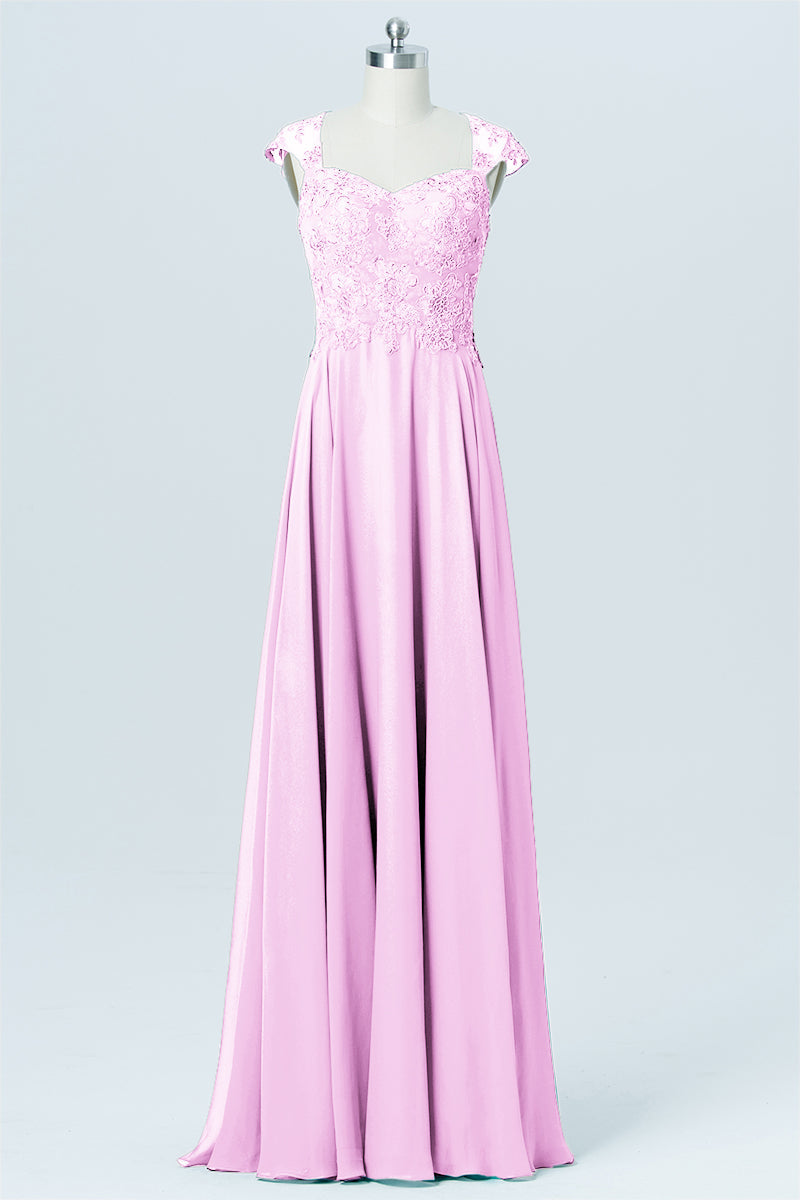 Lace Column Sweetheart Sleeveless Bridesmaid Dress-B03008