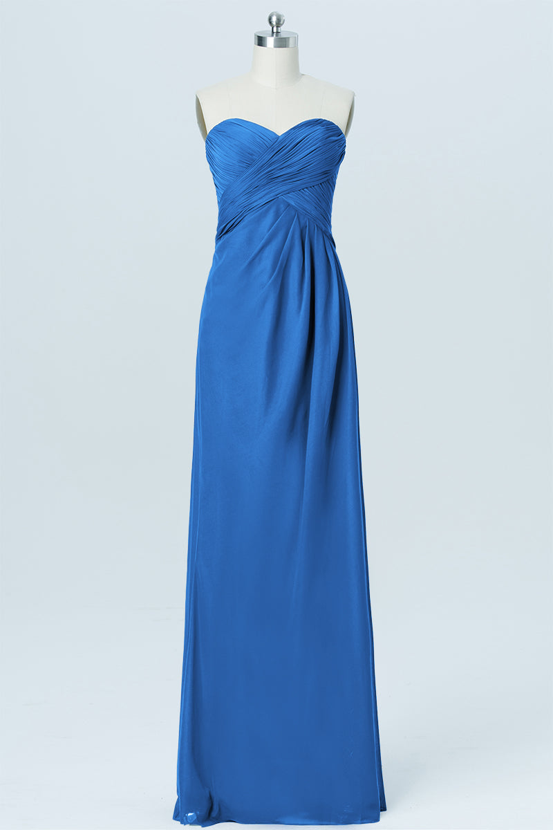 Chiffon Column Strapless Sleeveless Bridesmaid Dress-B03012