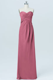 Chiffon Column Strapless Sleeveless Bridesmaid Dress-B03012