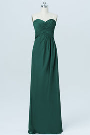 Chiffon Column Strapless Sleeveless Bridesmaid Dress-B03012