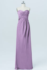 Chiffon Column Strapless Sleeveless Bridesmaid Dress-B03012