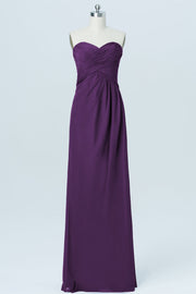 Chiffon Column Strapless Sleeveless Bridesmaid Dress-B03012