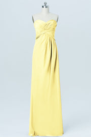 Chiffon Column Strapless Sleeveless Bridesmaid Dress-B03012