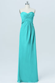 Chiffon Column Strapless Sleeveless Bridesmaid Dress-B03012